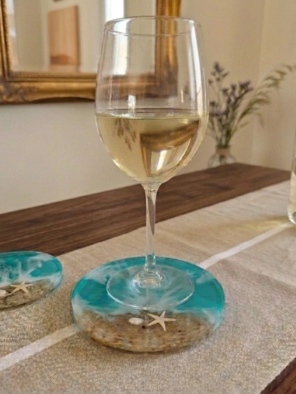 Beach Ocean-Themed Resin Coasters